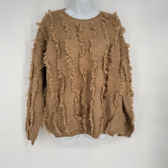 Fringed Chunky Knit Sweater Mainstrip Size Oversized Small - Picture 9 of 9